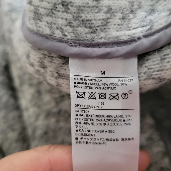 Banana Republic Knit Cocoon Wool Blend Oversized 2 Button Front Coat SZ M Gray - Picture 4 of 12